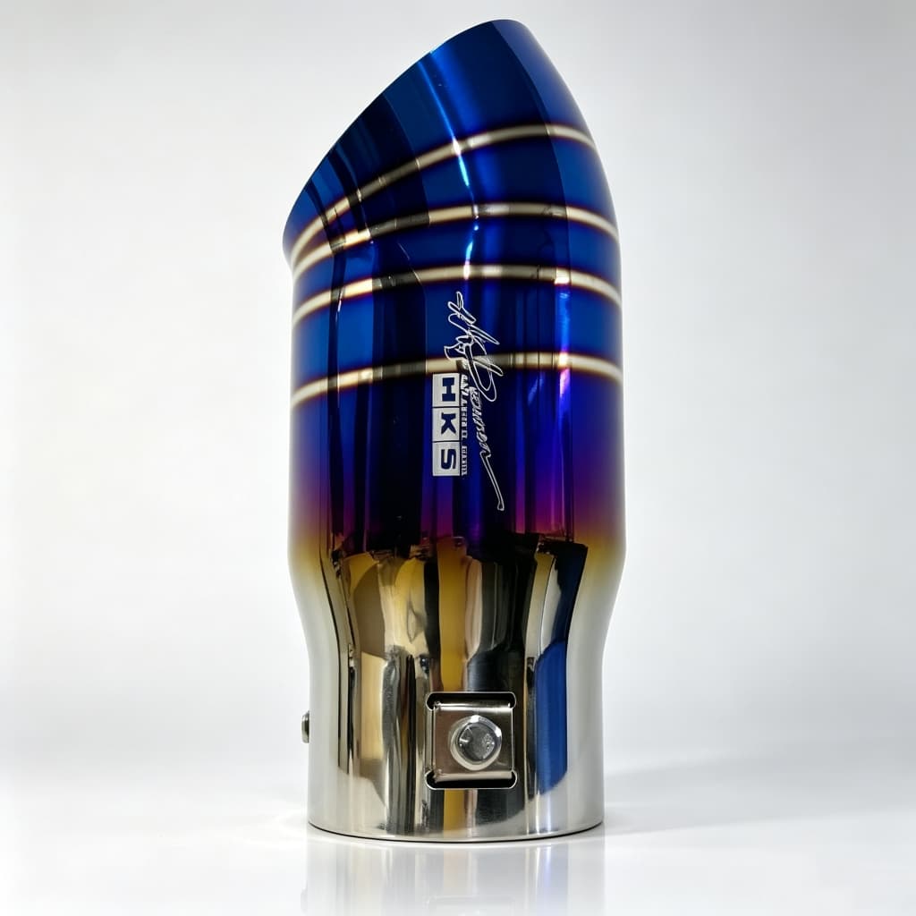 Ponteira Escapamento HKS Tuning Esportivo Azul Queimado Carro Universal Aço Inox Parafuso Veicular Automotivo 3" 2.5"