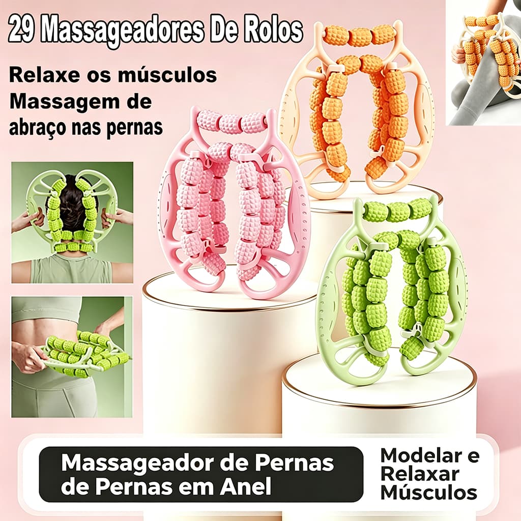 Massageador De Pernas Com 29 Rolos,Rolo Massageador Corporal Para braços,Panturrilha,Cintura
