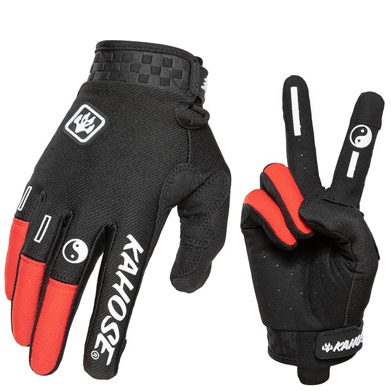 KAHOOSE Preto E Vermelho Toque Telefone Masculino Feminino Bicicleta mountain bike Equitação off-road Luvas Respiráveis