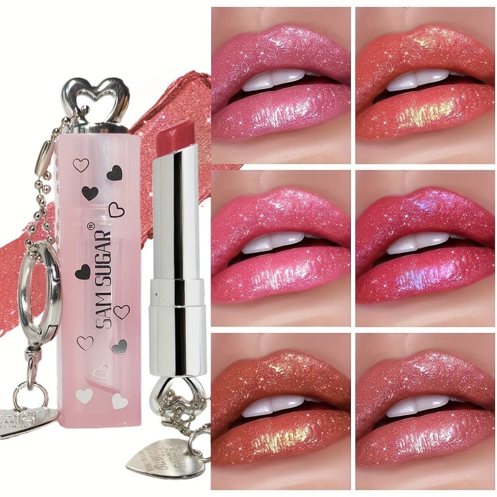 Batom De Veludo Brilho Metálico Hidratante De Longa Duração Sem Grãos Altamente Pigmentado 3D Diamante Glitter Coração A