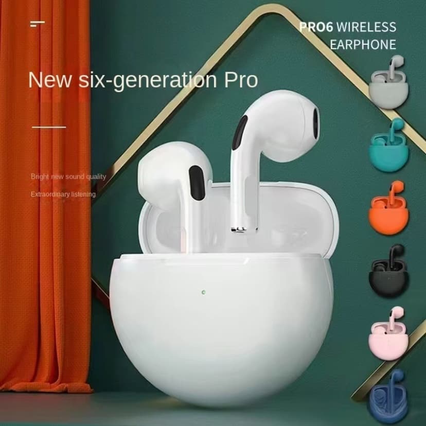 Pro6 TWS Fones De Ouvido Bluetooth Sem Fio Controle Toque 9d Fone Estéreo Microfone Embutido