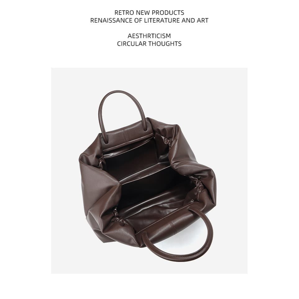 Grande capacidade de couro genuíno sacola feminina Retro marc plissado preguiçoso nuvem saco High-End couro genuíno Comm