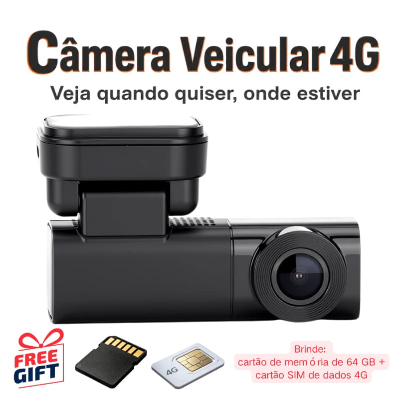 Câmera veicular DVR Automotivo conectada 4G-SIM dashcam visão noturna Lente Dupla 4K Ultra HD Uber/99Taxi