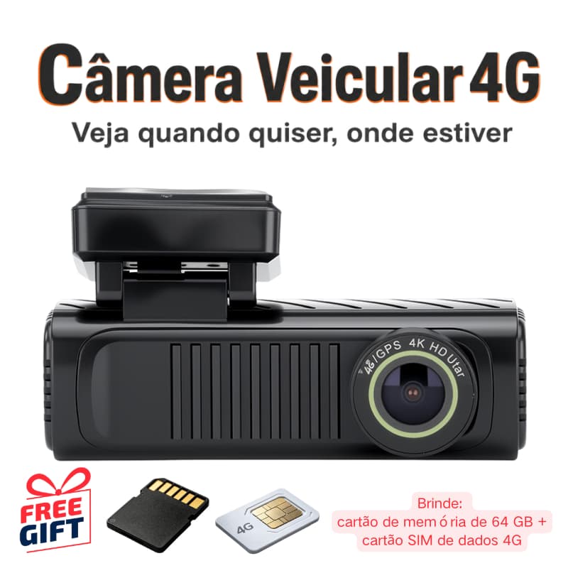 Câmera veicular Com Câmera de Ré Monitoramento de Estacionamento DVR Automotivo conectada 4G-SIM dashcam