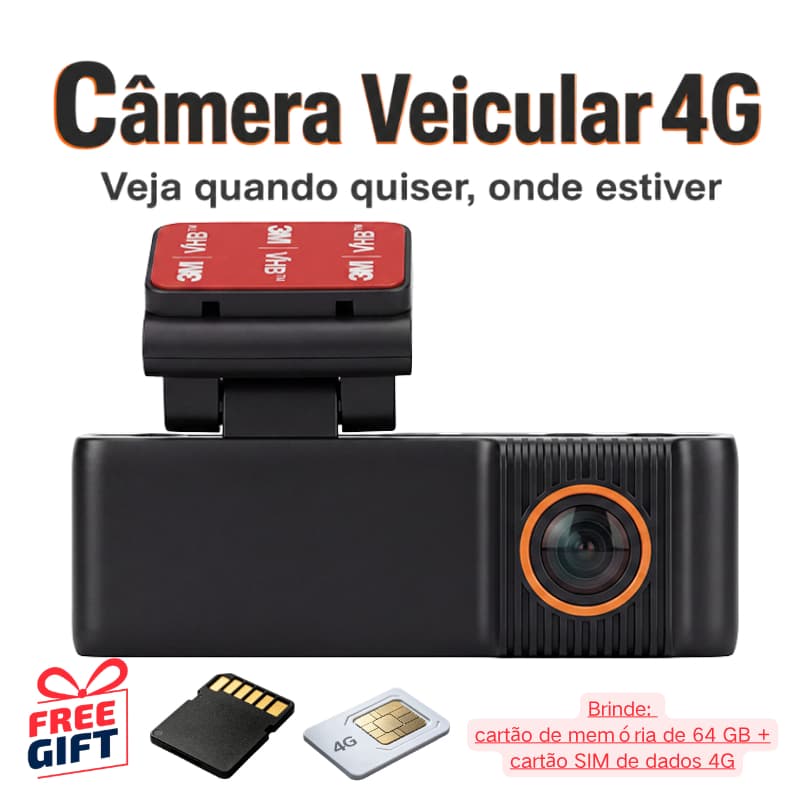 Câmera veicular conectada 4G-SIM dashcam visão noturna Lente Dupla 4K Ultra HD Detecção de Movimento WDR