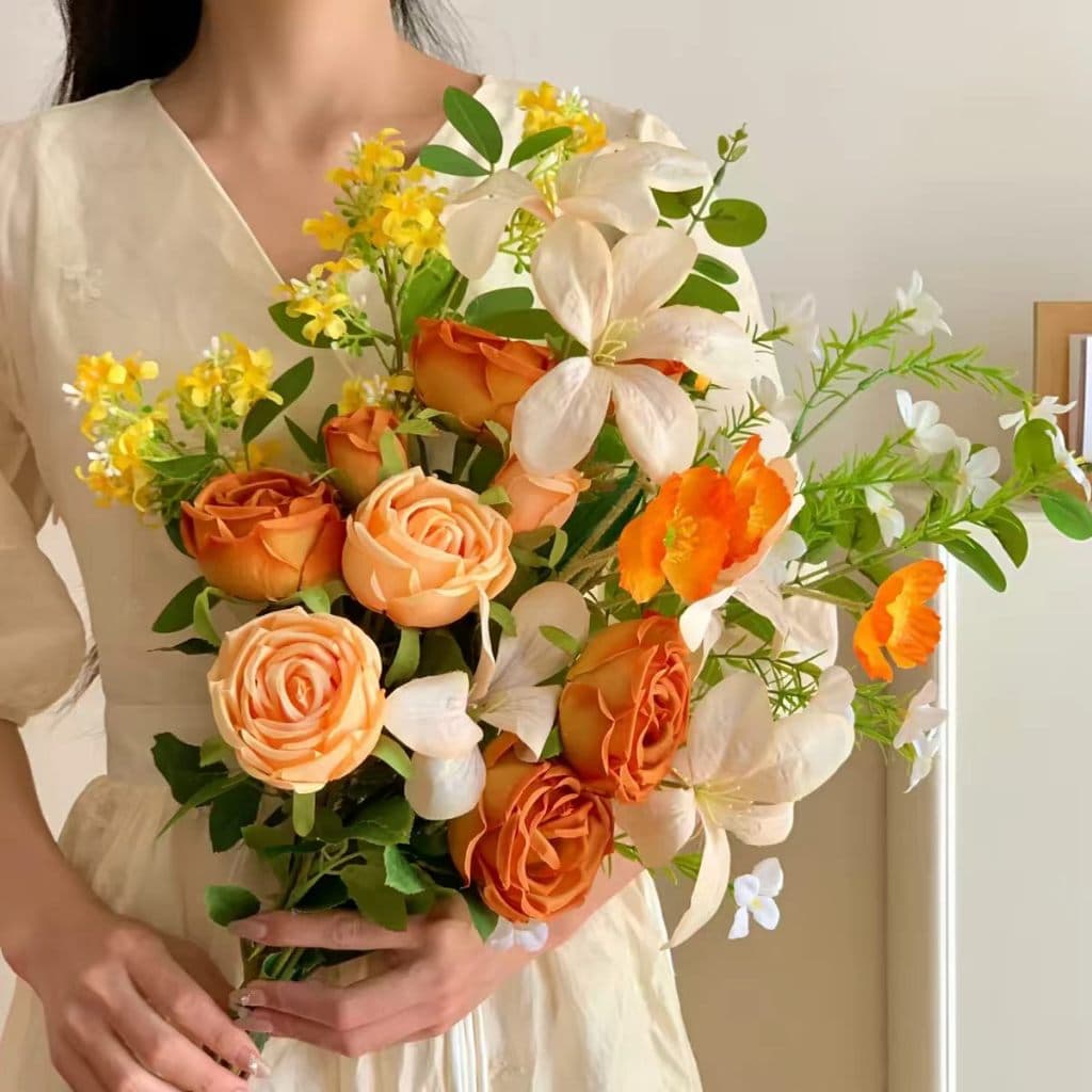 Instant Hair / Rose Flame Lantern Beauty Simulation Bouquet / Decoração da sala de estar