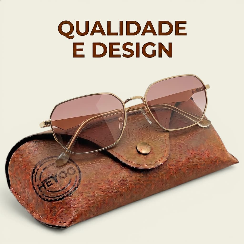 HEYOO Óculos de Sol Poligonal em Metal Leve, Proteção UV400, Unissex, Ideal para Trabalho e Estilo Corporativo