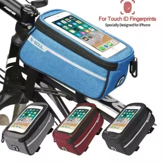 Bolsa frontal para mountain bike, bolsa frontal para bicicleta de estrada, bolsa para celular com tela sensível ao toque
