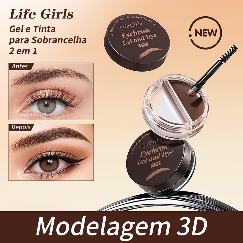 Kit Sobrancelha 2 em 1 Wax + Tintura - À Prova D'Água e Suor, Fácil para Iniciantes, Durabilidade
