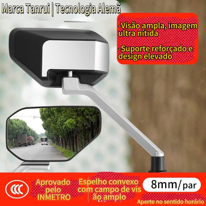 Espelho Retrovisor Convexo para Scooter Elétrica, Suporte Reforçado, Visão Ampla, Fácil Instalação