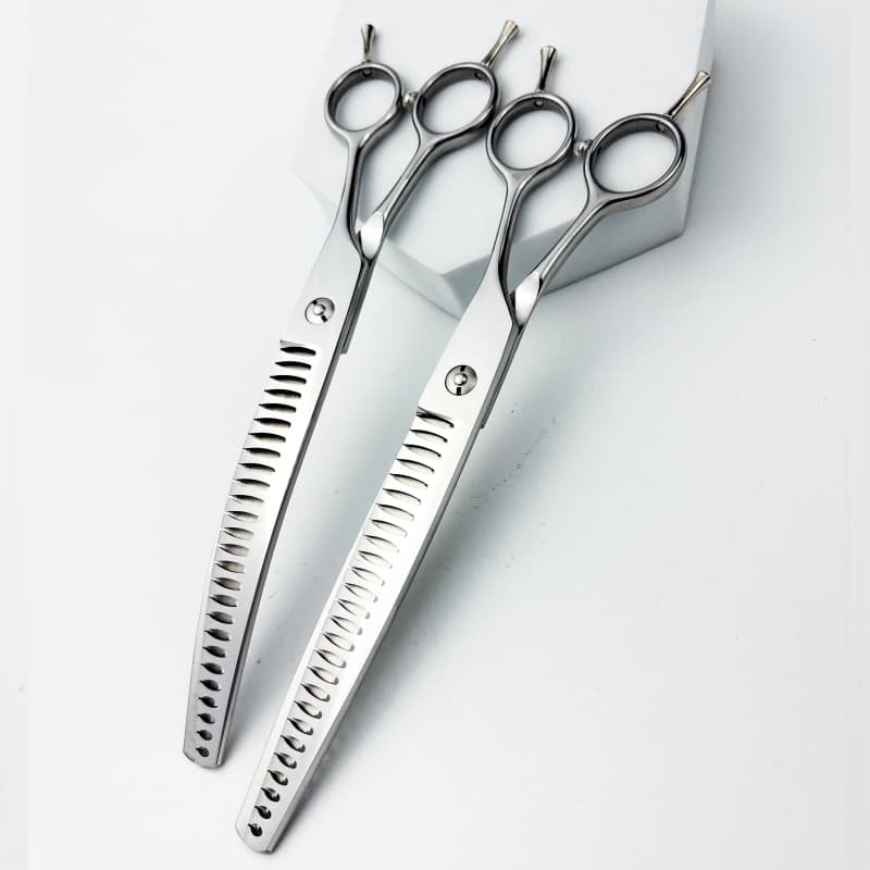 Wingsbro 8.5 Polegada Tesoura Profissional De Desbaste Para Animais De Estimação Curvo Dog Grooming Chunker Com Dentes D
