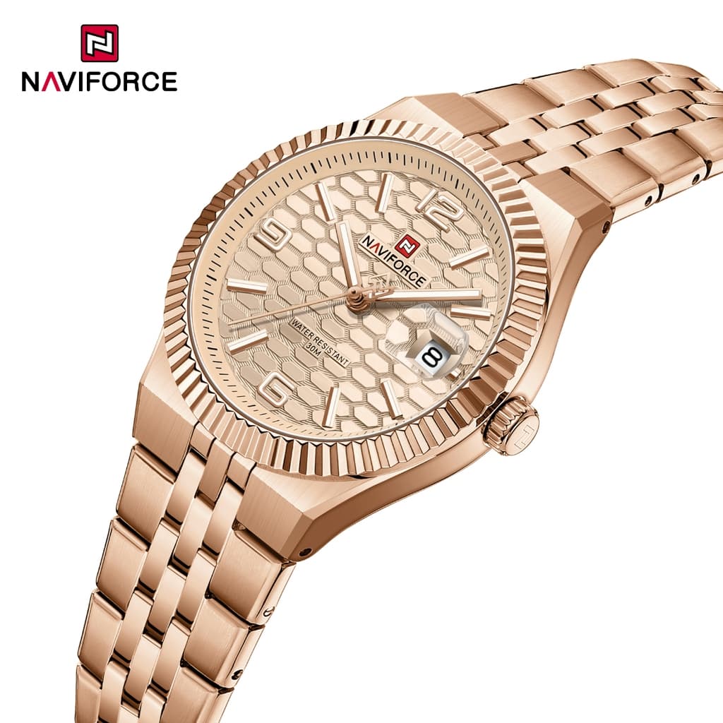 NAVIFORCE Moda Feminina Analógico Relógio De Quartzo À Prova D'água Pulseira De Aço Inoxidável Pulso De Luxo Para Presen