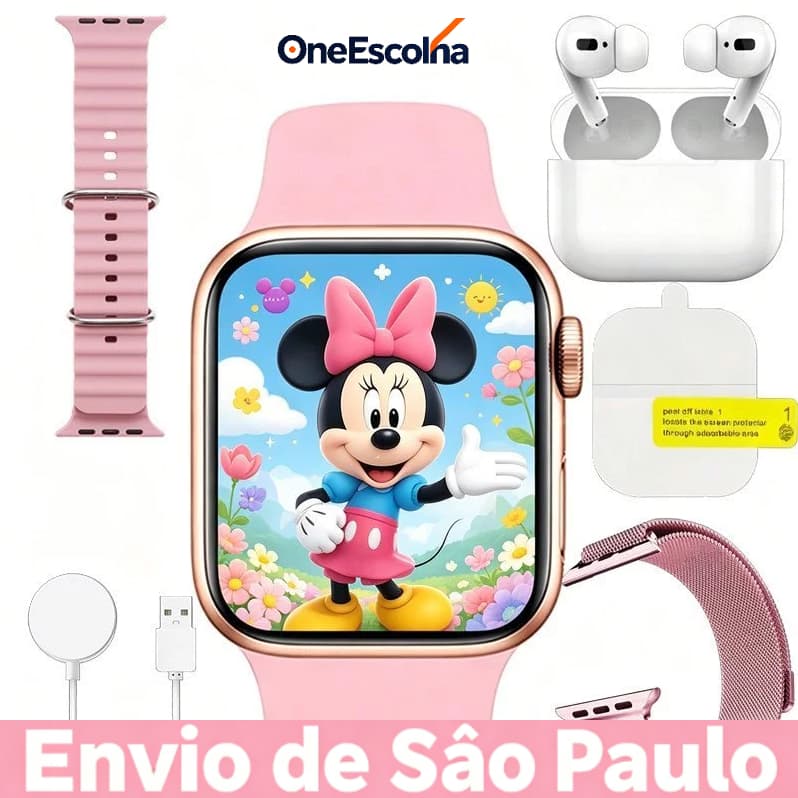 Relógio Inteligente Série Rosa – Tela de toque Smartwatch Oferta Especial, chamada Bluetooth, Android e iOS