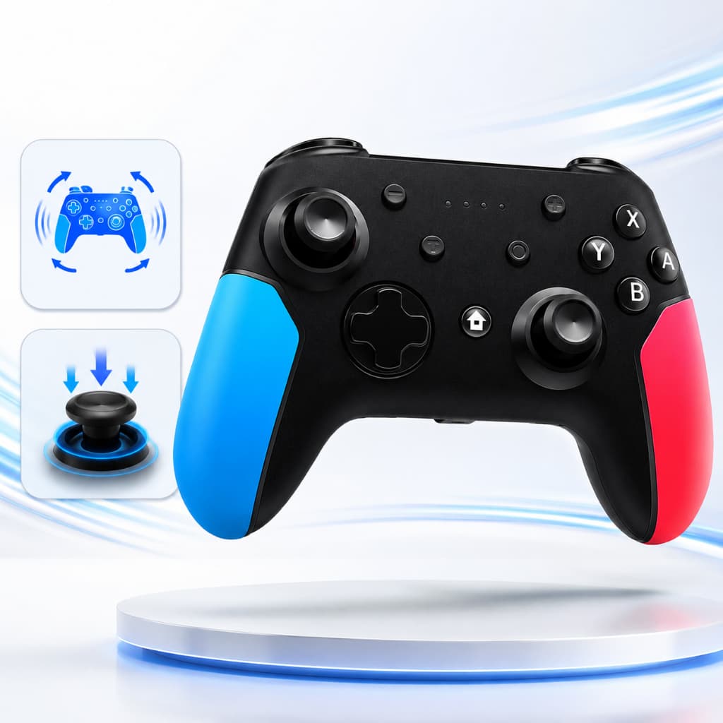 Hontanda 1000HZ 2.4G Bluetooth Controle Gamer Sem Fio Hall Joystick Vibração Turbo Para PC e Console PC/Steam/Switch