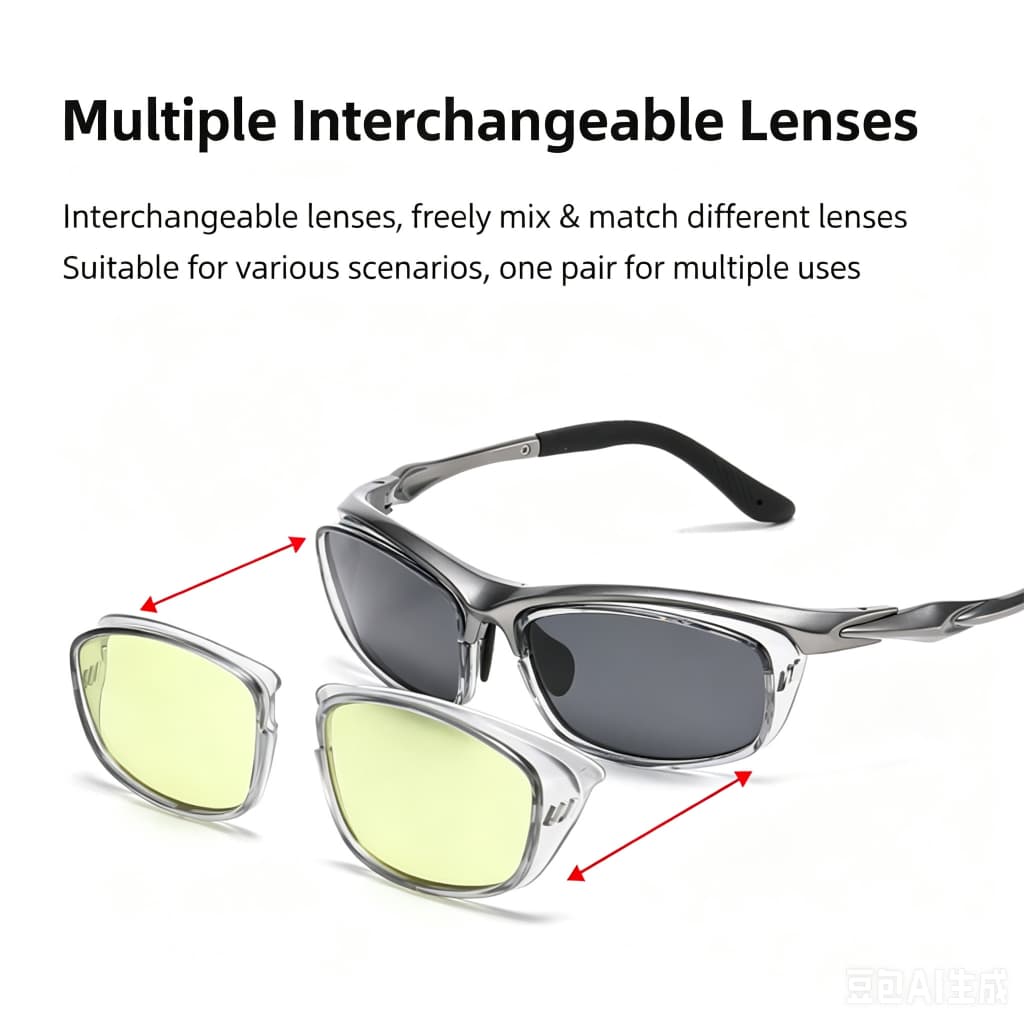 Óculos De Sol Esportivos Com Lentes Intercambiáveis , Ciclismo Ao Ar Livre , Corrida , Removível , Multi , À Prova De Ve