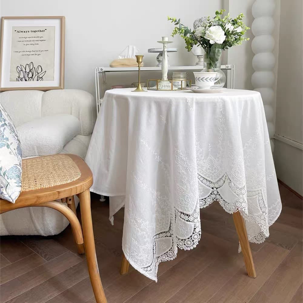 Toalha de mesa floral com tassel — resistente à poeira, durável e fácil de limpar; decoração estilo café, ideal para qua