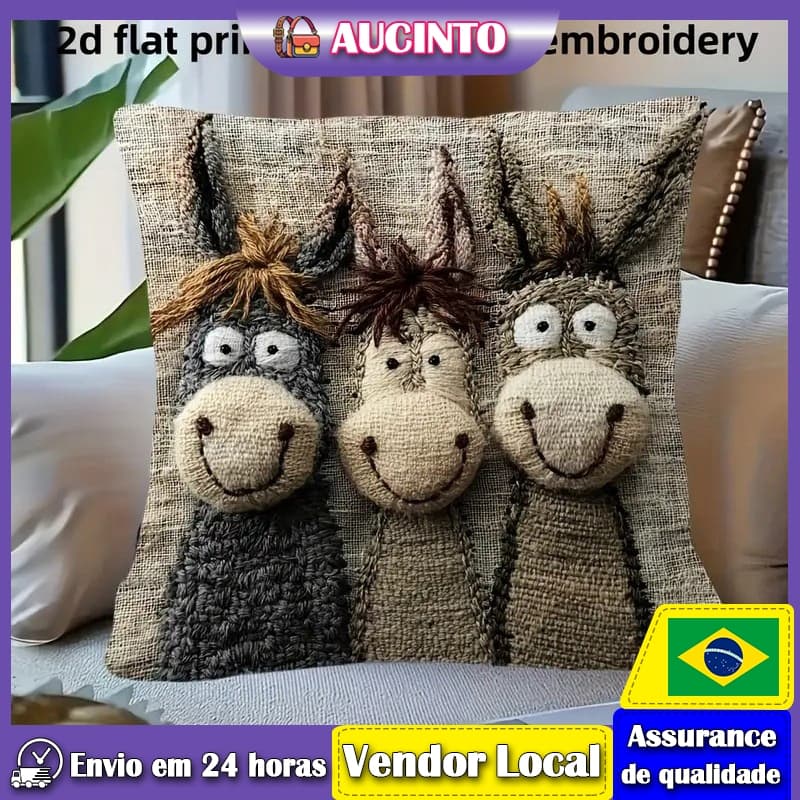 Aucinto sorriso bonito burro fronha sofá capa de almofada macio curto pelúcia fronha quarto cabeceira capa de almofada