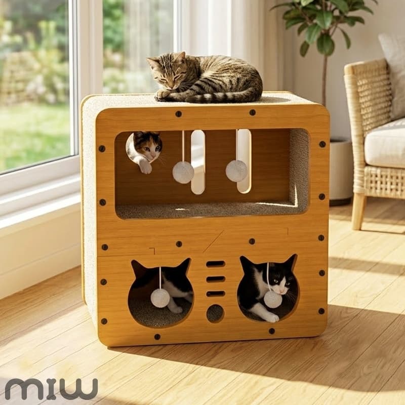 MIW Caminha Para Gatos Arranhador De Parede Para Gatos Moveis Proteção Casa De Gato Luxo
