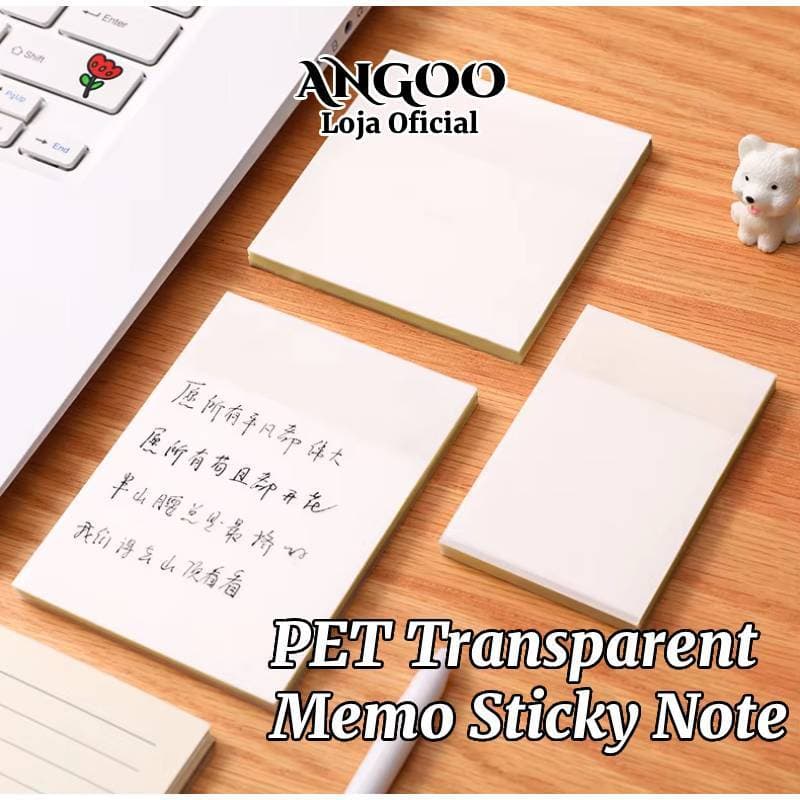 50 Folhas De Notas Adesivas Transparentes , Vários Tamanhos , À Prova D'água , Colorido , Bloco , Escola , Papelaria