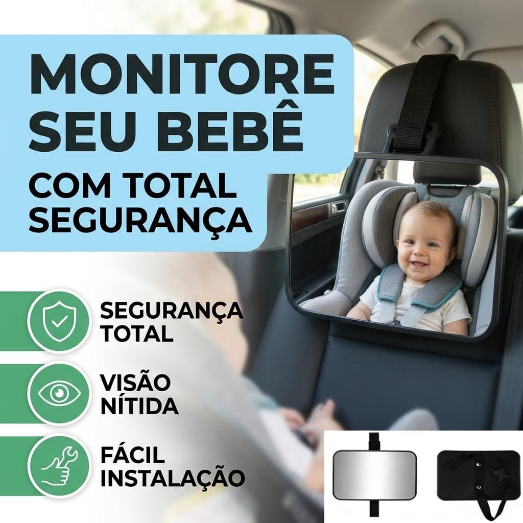 Espelho Retrovisor Banco Traseiro Bebê Conforto Cadeirinha