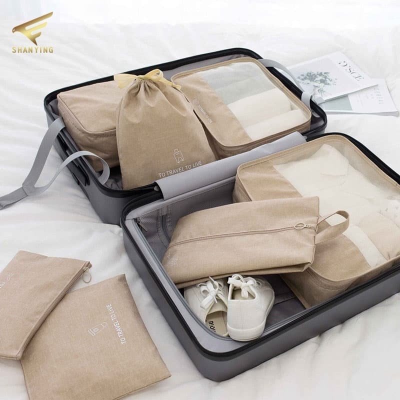 Conjunto De Bolsa Organizadora De Viagem 7 Em 1 , Cubos De Embalagem De Vários Tamanhos Para Bagagem , Roupas À Prova D'