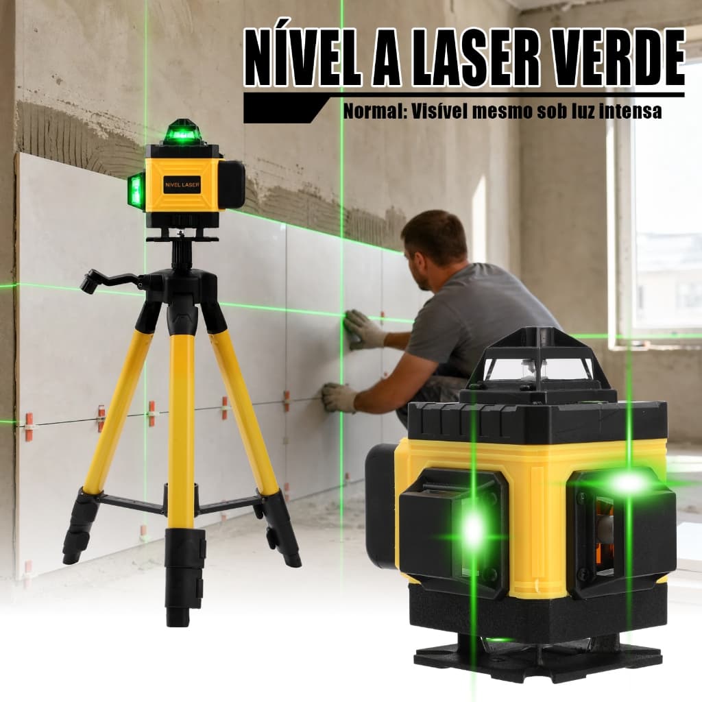 Nível a laser profissional ‑ Autonivelante de 12 / 16 linhas com voltagem dupla e controle remoto+tripé