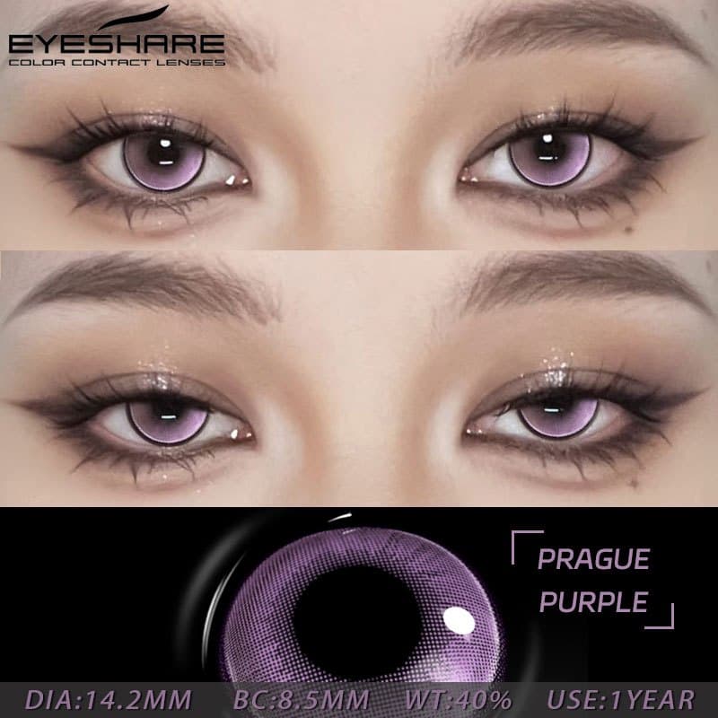Eyeshare Envio Do Brasil 1 Par Novo Cosplay Lente De Contato Violeta 14.2mm Olhos Grandes Cor Cosméticos Anuais