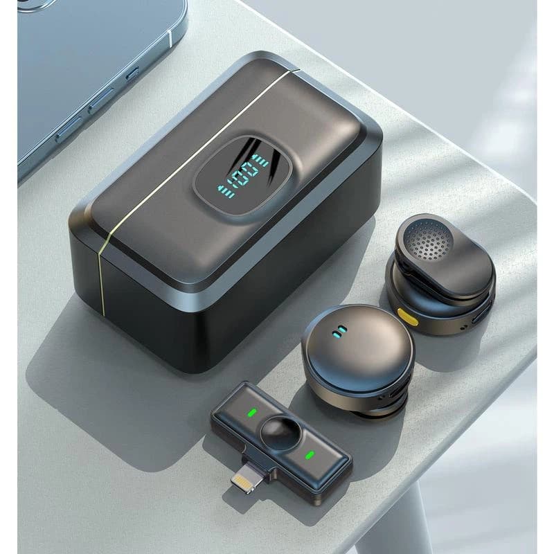 Microfone De Lapela Magnético Redondo Sem Fio Tipo C , Preto , Cancelamento De Ruído Duplo , Mymotors , Para Android E i