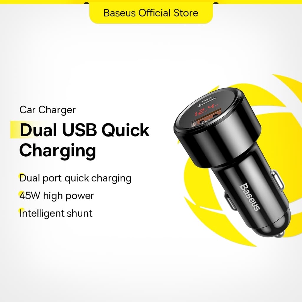 Baseus 45W Fast Charging USB Car Charger Support Supercharge
