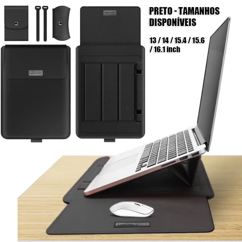 Case Capa Notebook Air M1 / M2 Notebook Multifuncional Macbook Em Couro 4 Em 1, 13-14 Pol Base