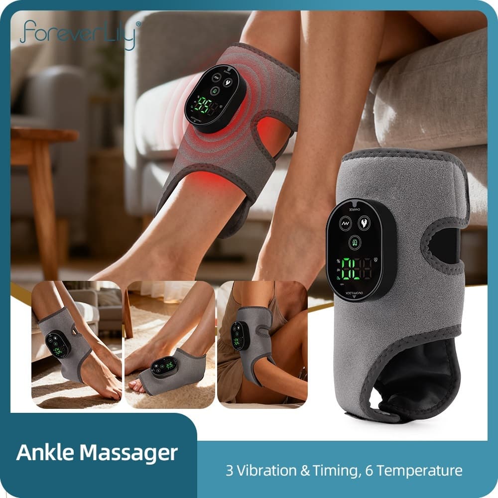 Recarregável Compressa Quente Vibração Pé Massageador Tornozelo Conjunta Cinta De Aquecimento Aquecida Envoltório