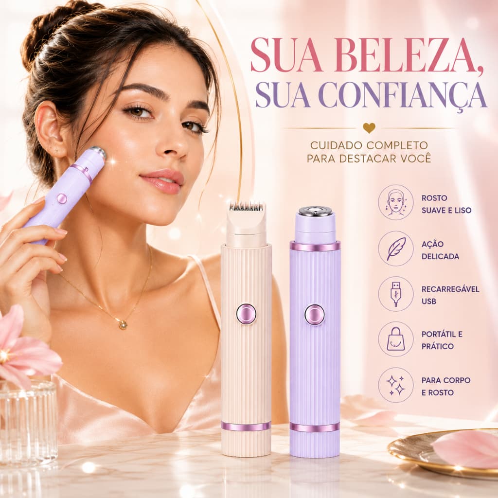 Depilador Elétrico Feminino Recarregável Removedor De Pêlos Navalha Dupla-Envio Rápido