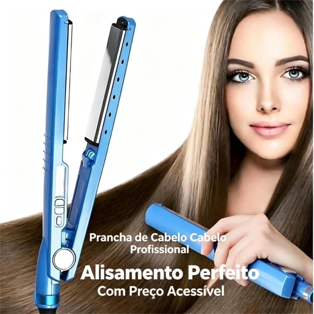 Chapinha Prancha Nano Titânio Bivolt Automático, Alisador Profissional Temperatura Regulável Cabelo Brilhante
