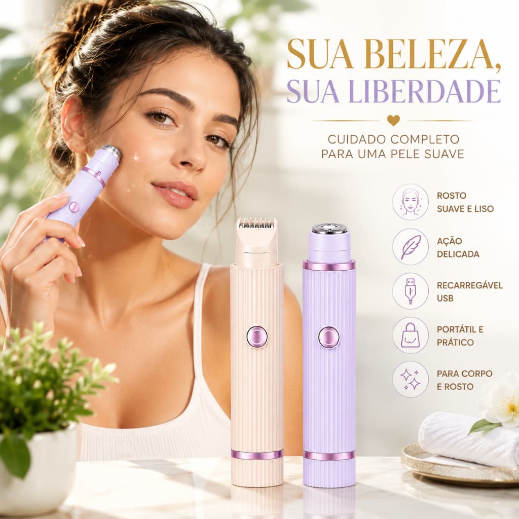 Depilador Elétrico Feminino Recarregável Removedor De Pêlos Navalha Dupla