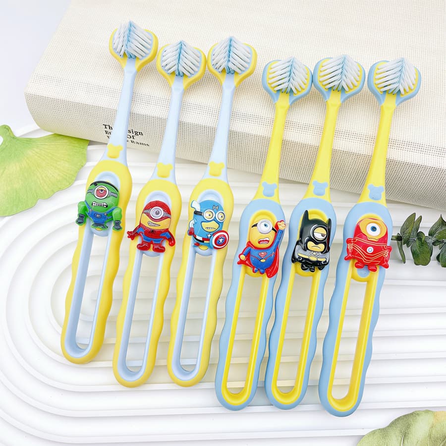 Escova de dentes infantil de 6 a 12 anos com cerdas macias de 1 a 6 anos Marvel Minions Cute Cartoon Escova de dentes de
