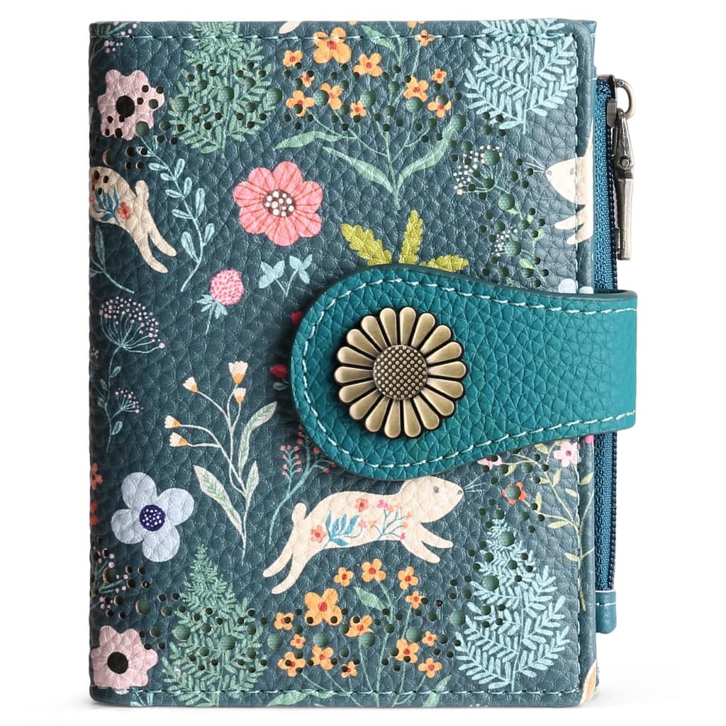 Carteira Feminina de Couro RFID Slim Pequena com 10 Espaços para Cartões e Porta-Moedas
