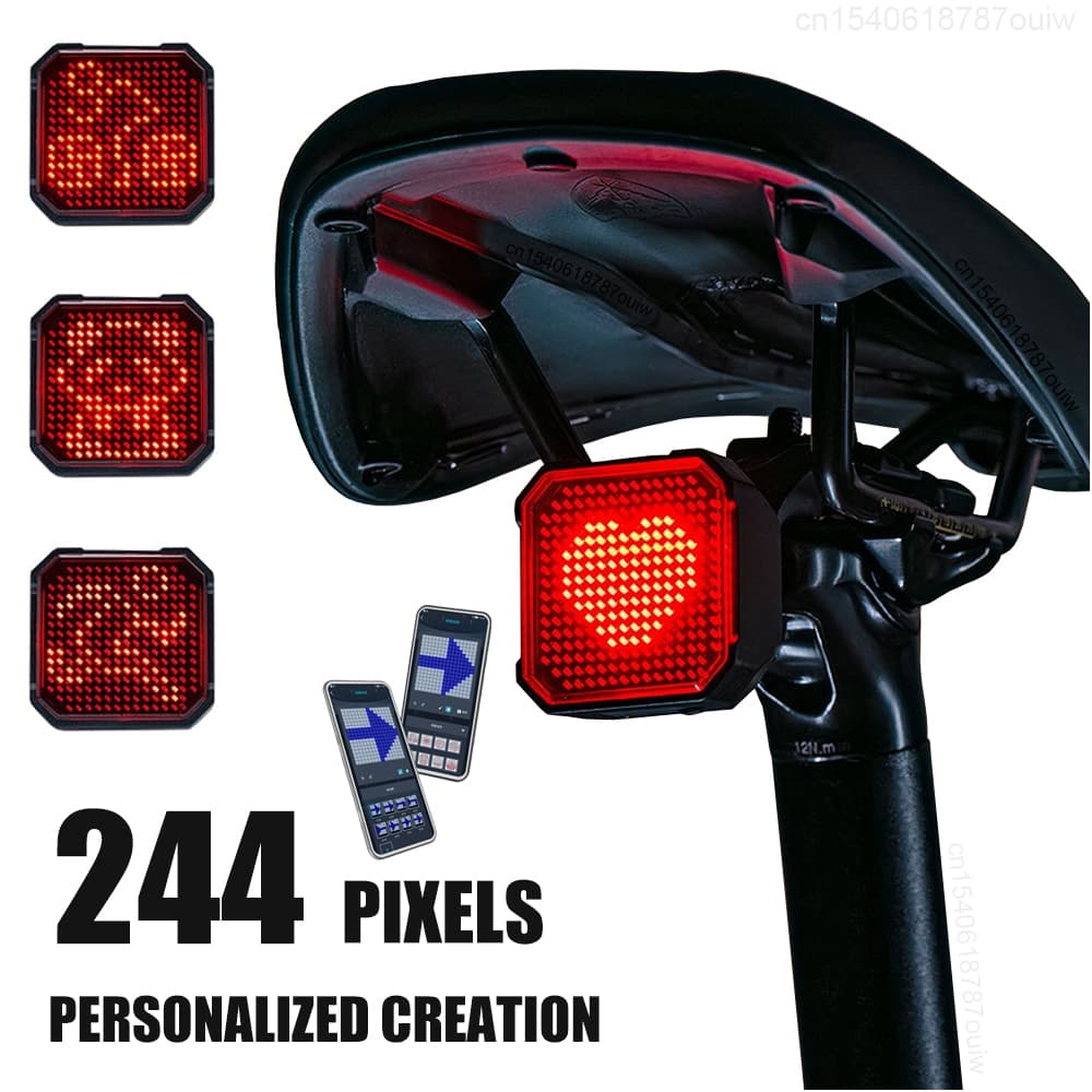 DIY Padrão Luz Traseira Inteligente Para Bicicleta APP Editar 244 Pixels 50 Quadros Personalizar Lanterna IP66 À Prova D