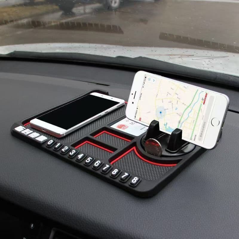 Armazenamento do carro multifuncional rotativo suporte do telefone móvel itens do painel colocação tapete antiderrapante