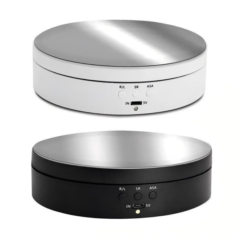 Suporte Expositor Giratorio Eletrico Para Vitrine Produtos E Foto - Preto / Branco