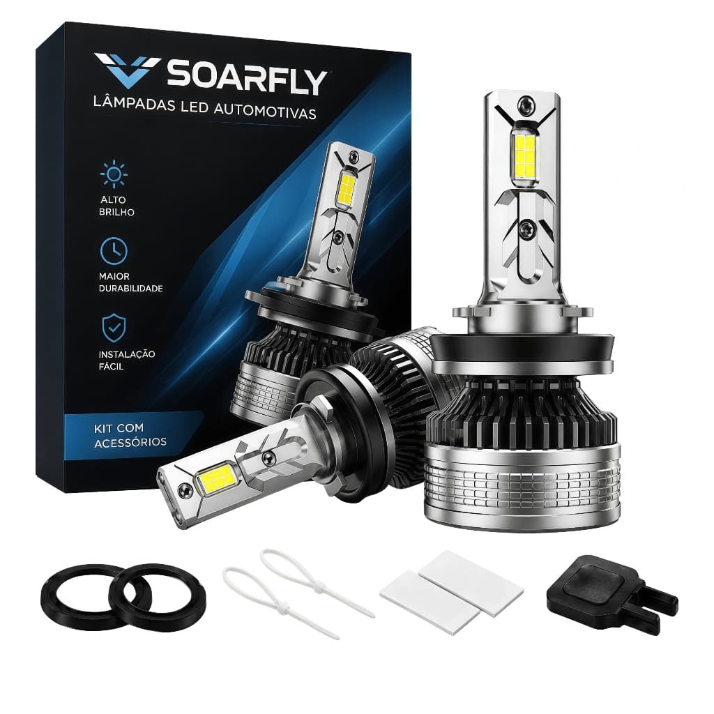 SOARFLY G70 Farol LED para carro/lâmpada de neblina 200W de alta potência 140000 Luz branca de alto brilho 6500K de lúme