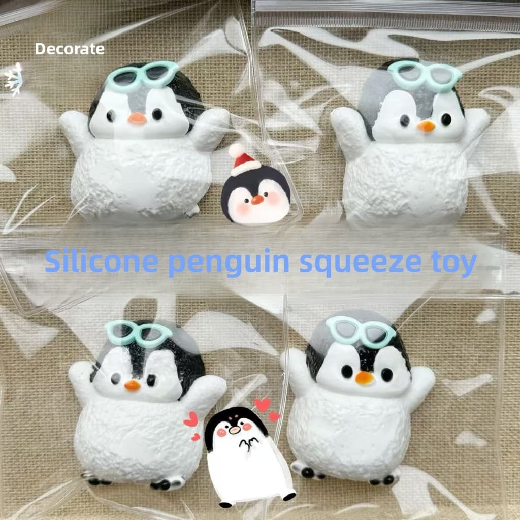 Pinguim de barriga redonda Silicone pitada música recuperação lenta brinquedo de descompressão saco misterioso caixa mis