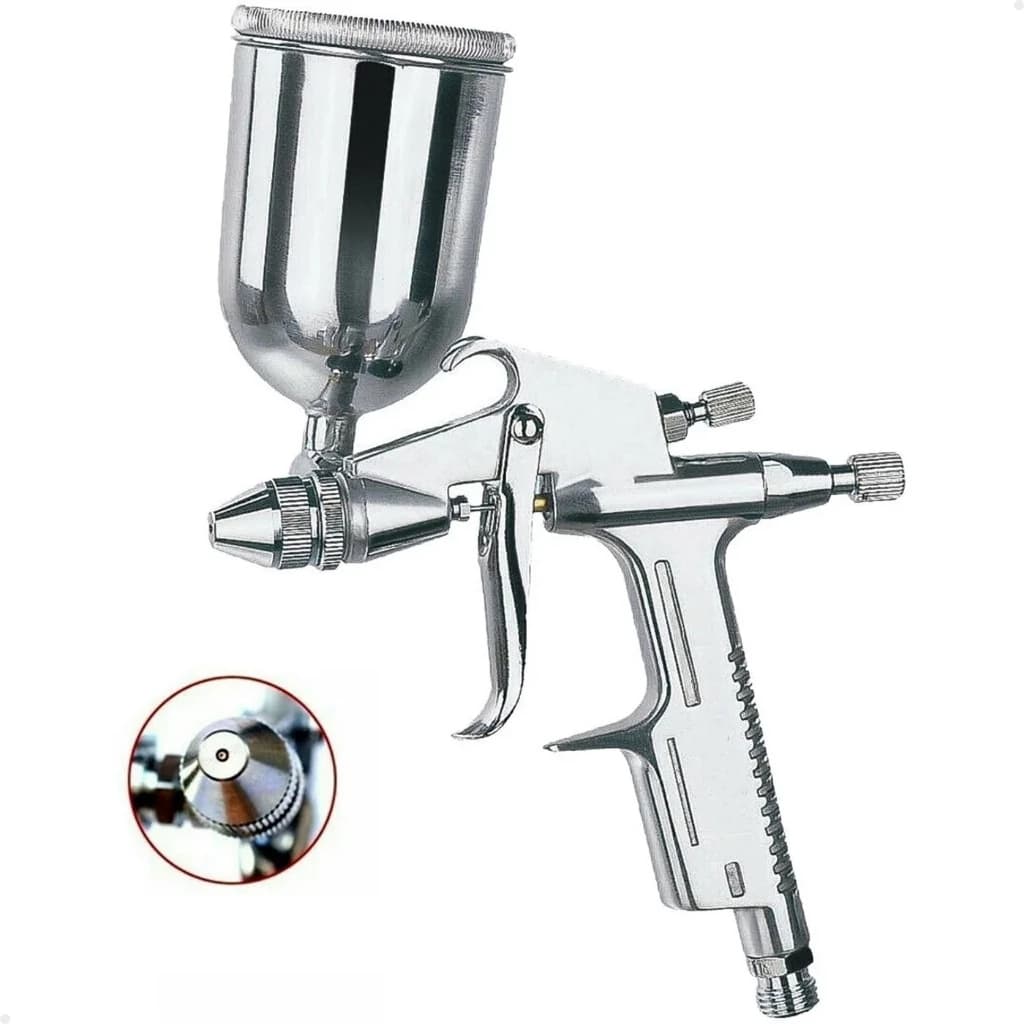 Pistola de Pintura K3 Lorben Aerógrafo Alumínio Gravidade 90 ml Bico 0,5mm Ajustável