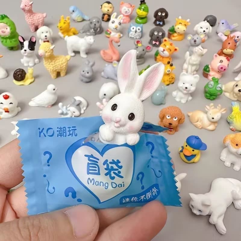 Mini Saco Cego Animal Realista Bonito Dos Desenhos Animados Cão Gato Coelho Brinquedo Embalado Individualmente