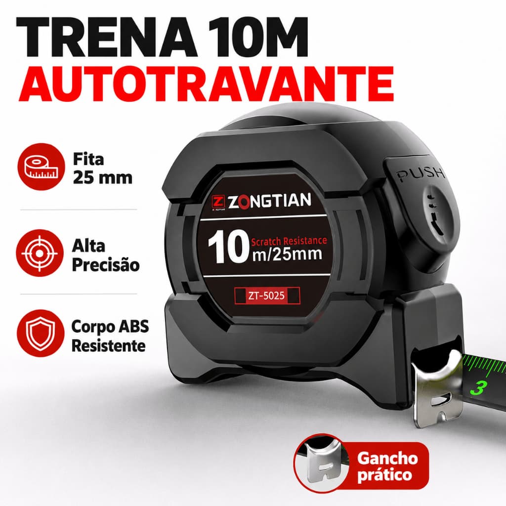 Fita Métrica Aço Inoxidável 10m carbono De Alta Precisão trena Profissional Fluorescente Trava
