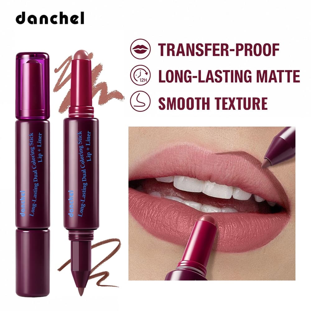 Danchel 2 Em 1 Delineador Labial De Ponta Dupla E Batom Bastão Multiuso Cremoso Blush Sombra De Longa Duração À Prova De