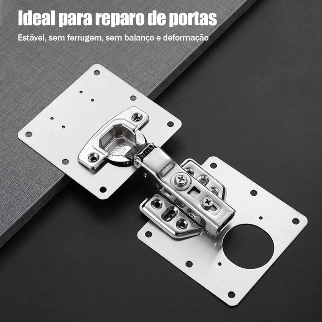 Kit De Reparo Com Placas Para Fixação De Dobradiças De Gabinete Em MDF E Portas De Guarda-Roupa