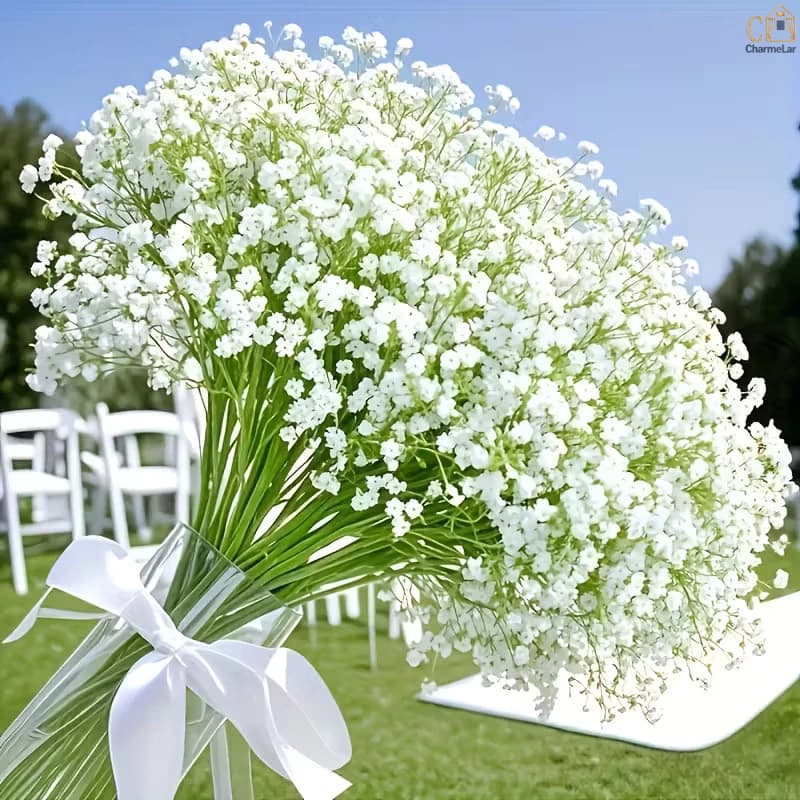 Kit 10 Galhos Gypsophila Artificial 62cm Branco Decoração Casamento Festa Arranjos Florais