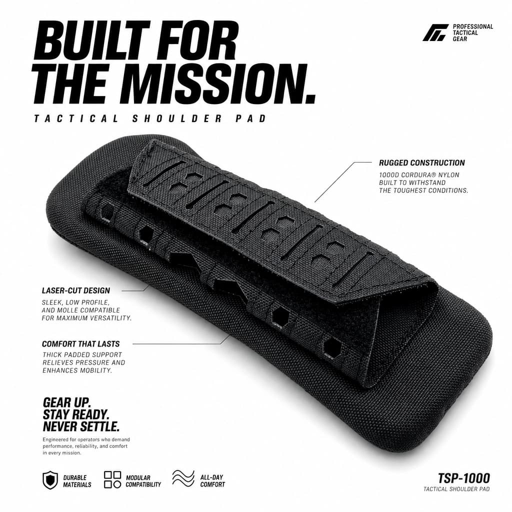 Almofada De Ombro Tática 1000D Cordura Nylon MOLLE Capa Acolchoada Com Alça Para Rifle Bolsa