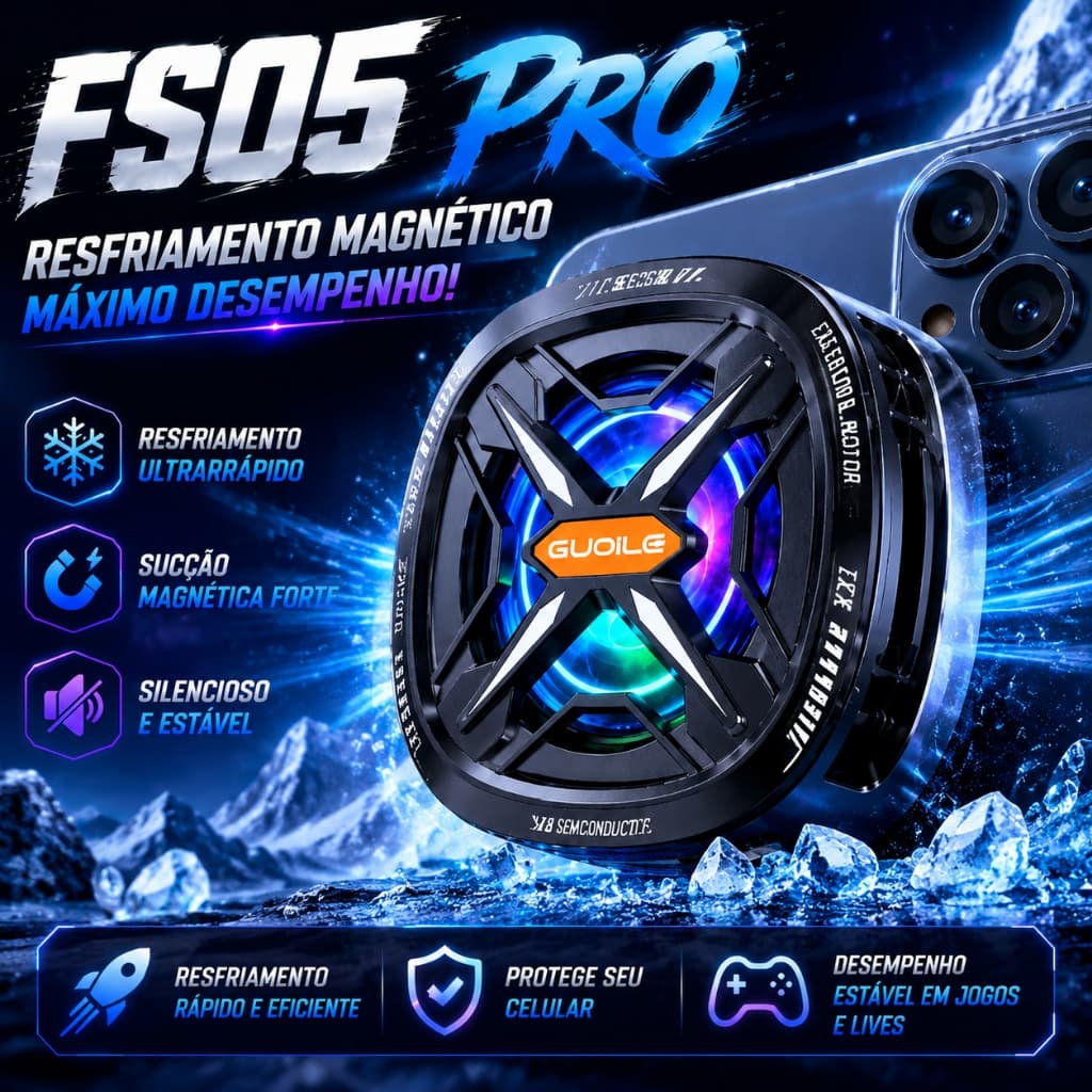 FS05 Pro Game Phone Radiador Ventilador de resfriamento magnético RGB leve removível