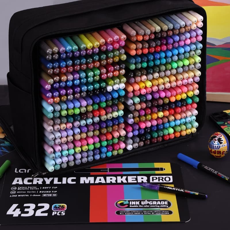 Languo 432 Cores Marcador Acrílico Pro Tinta Atualização Direto Líquido Ponta Macia 288 À Prova Dwaterproof Água Arte Ca